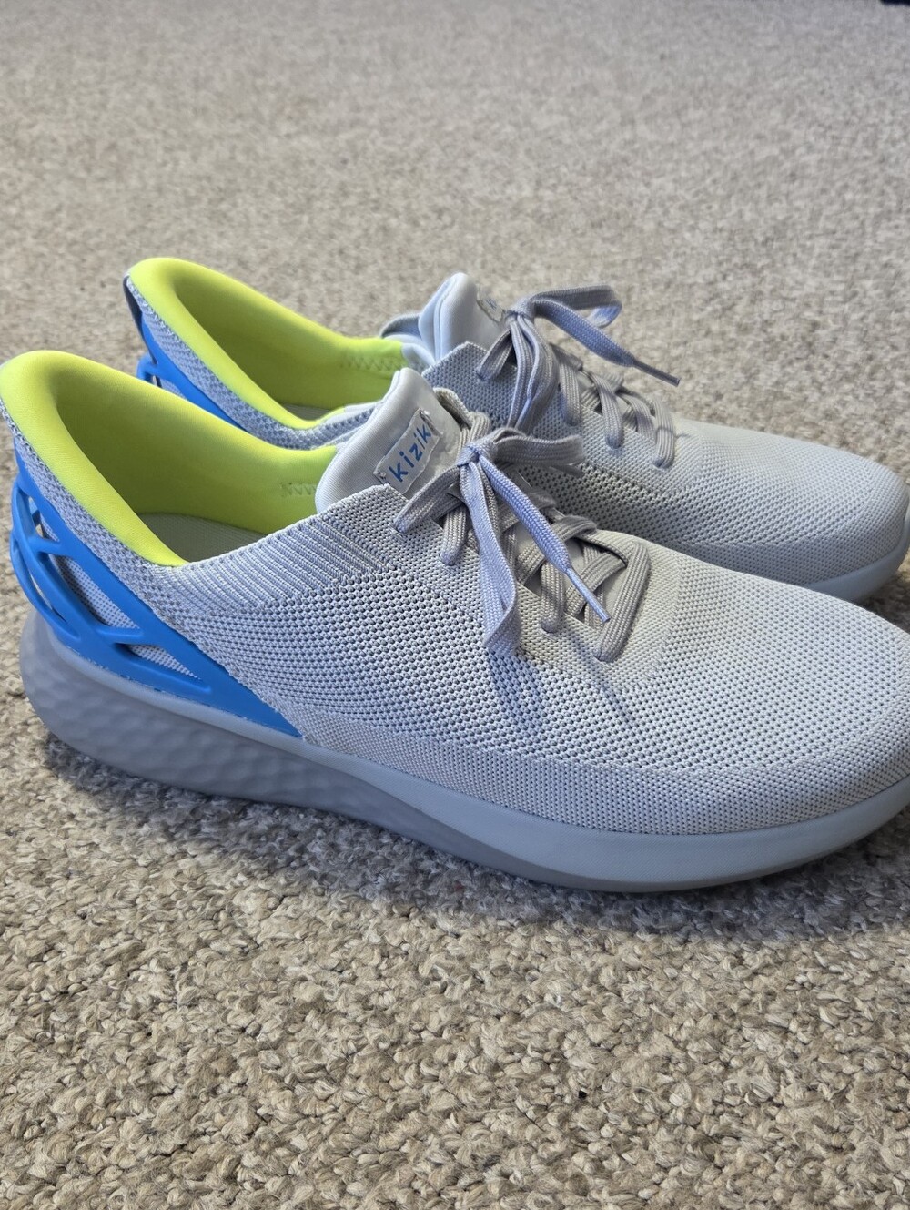 Kizik Athens Sneakers Gray/Blue Hands Free Slip On Men's Size 12